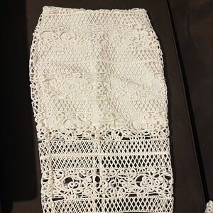 Express White Lace Pencil Skirt